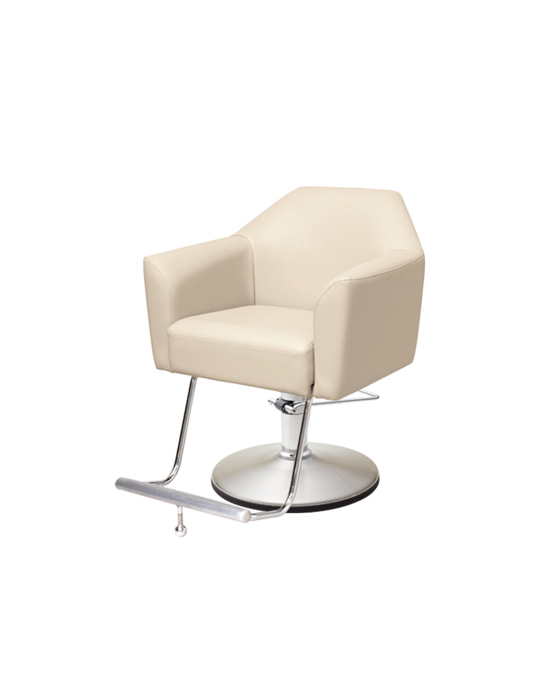 Morb - Beige hairdressing chair - Built-in footrest - Chrome round base